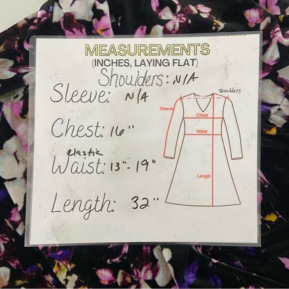 Hot Topic Black Velvet Asian Floral Print Dress Dark Fairy Punk Goth Y2K Grunge - Picture 4 of 10